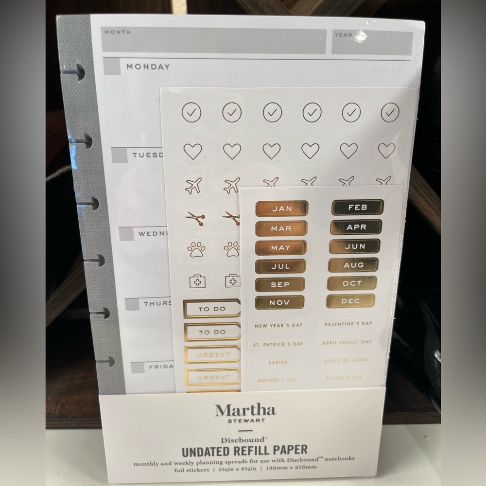 NWT Martha Stewart Discbound Monthly and Weekly Planning Sheets